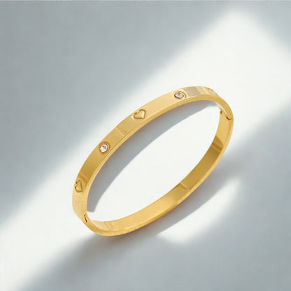 Golden Cross Heart Flower Bangle