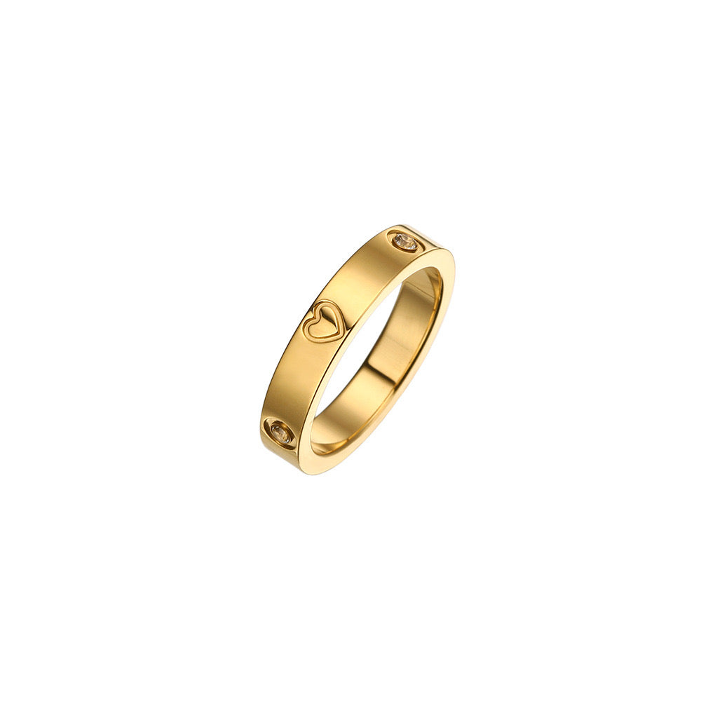 Golden Heart Sparkle Ring