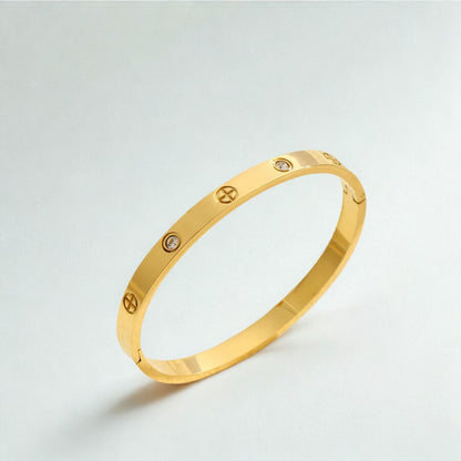 Golden Cross Heart Flower Bangle