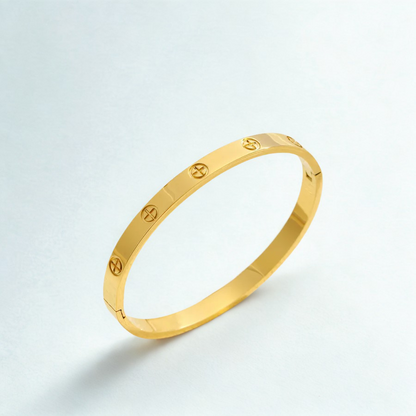 Golden Cross Heart Flower Bangle